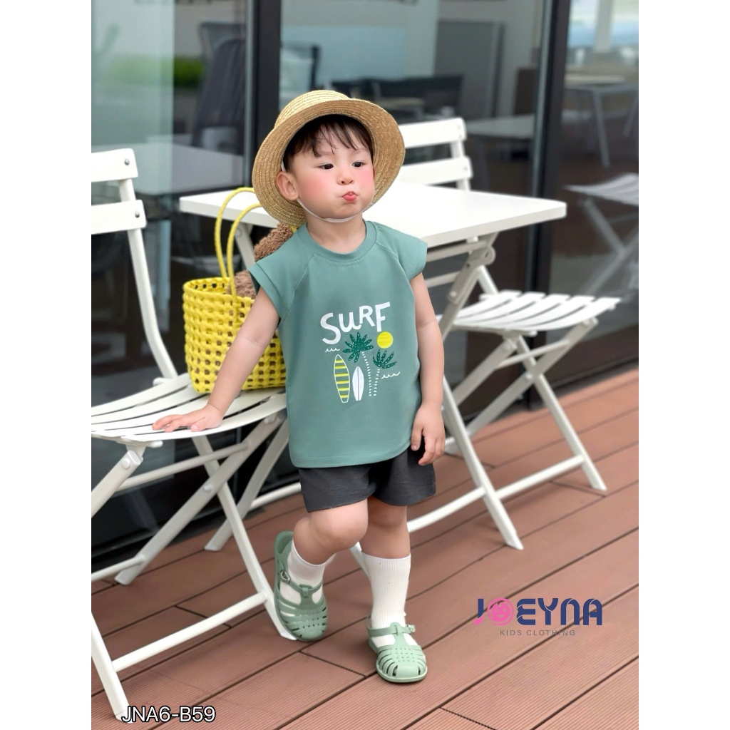Set bộ ba lỗ Joeyna B59 in hình surf siêu xinh cho bé 8-24kg