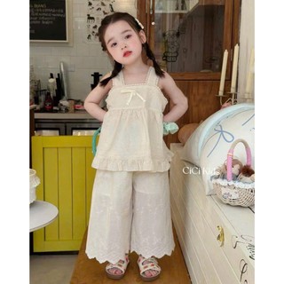 [B&G] Sét bộ áo 2 dây phối quần ren dài tone kem dịu dàng, mặc lên vừa mát mẻ vừa cực kỳ đáng yêu