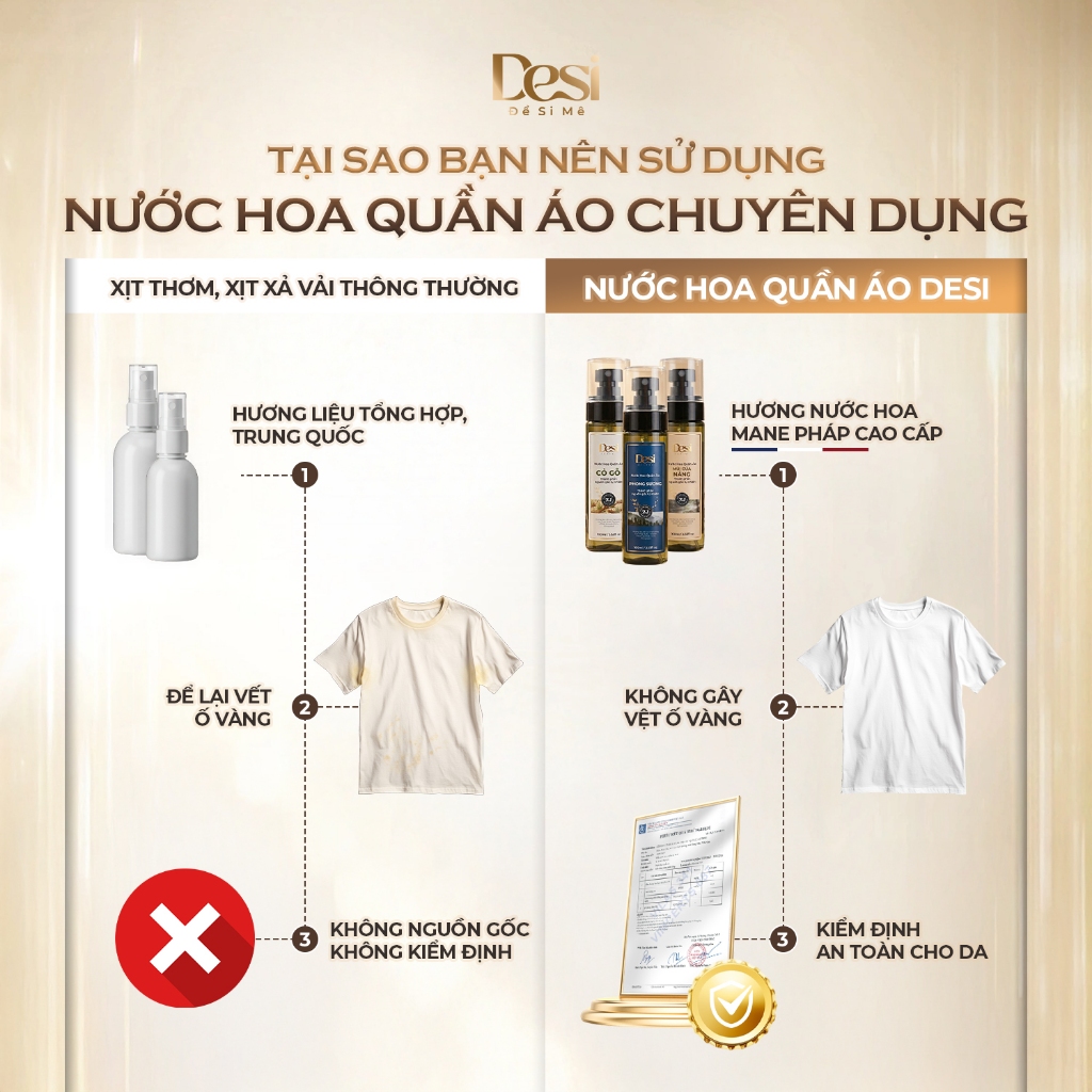 [Tặng Túi Giặt 2L] Combo 2 Nước Hoa Quần Áo Desi Hương Thơm Từ Pháp, Xịt Thơm Quần Áo Chai 100ml Lưu Hương 10H