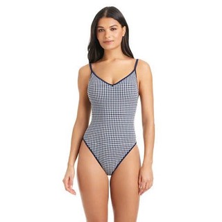 Bikini 1 mảnh, đồ bơi nữ liền thân đi biển họa tiết kẻ caro cổ V tôn dáng, quyến rũ sẵn đệm ngực hàng VNXK