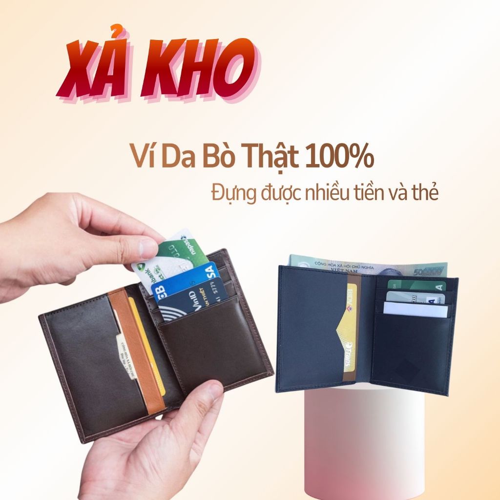 Ví Da Nam Mini Dáng Đứng Thời Trang DTR, Bóp Nam Đẹp Đẳng Cấp, Da Bò Thật 100%, Nhỏ Gọn, Dễ Mang