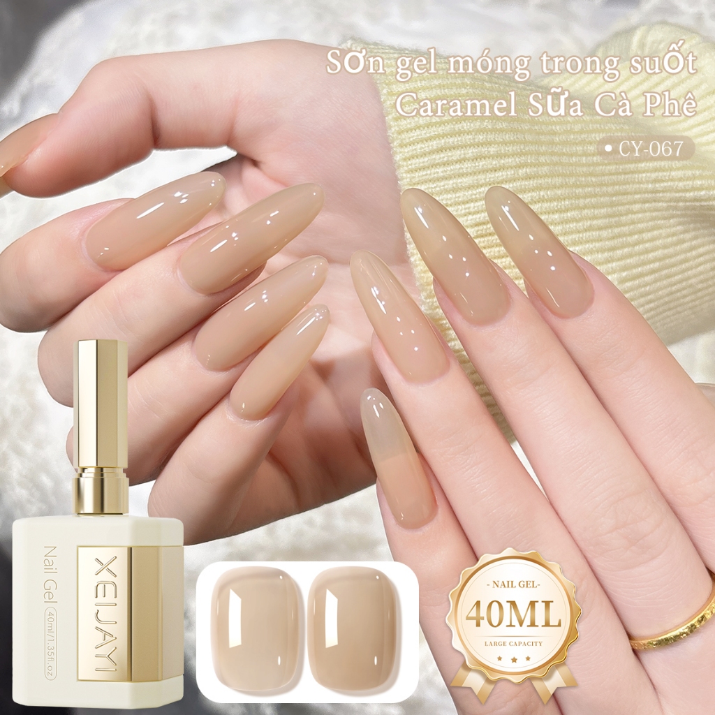 XEIJAYI 40ml - Sơn gel móng tay màu nude tông ấm mới, độ bão hòa thấp, thích hợp sử dụng hàng ngày.