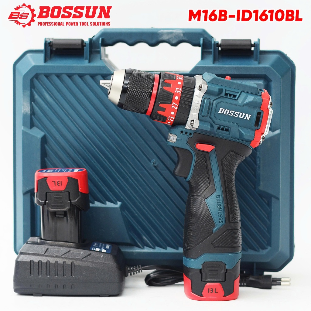 Máy khoan pin Boshun M16B-ID1610BL 3 chức năng dầu 13mm, 65Nm động cơ không chổi than, khoan tường, gỗ, sắt, bắn vít