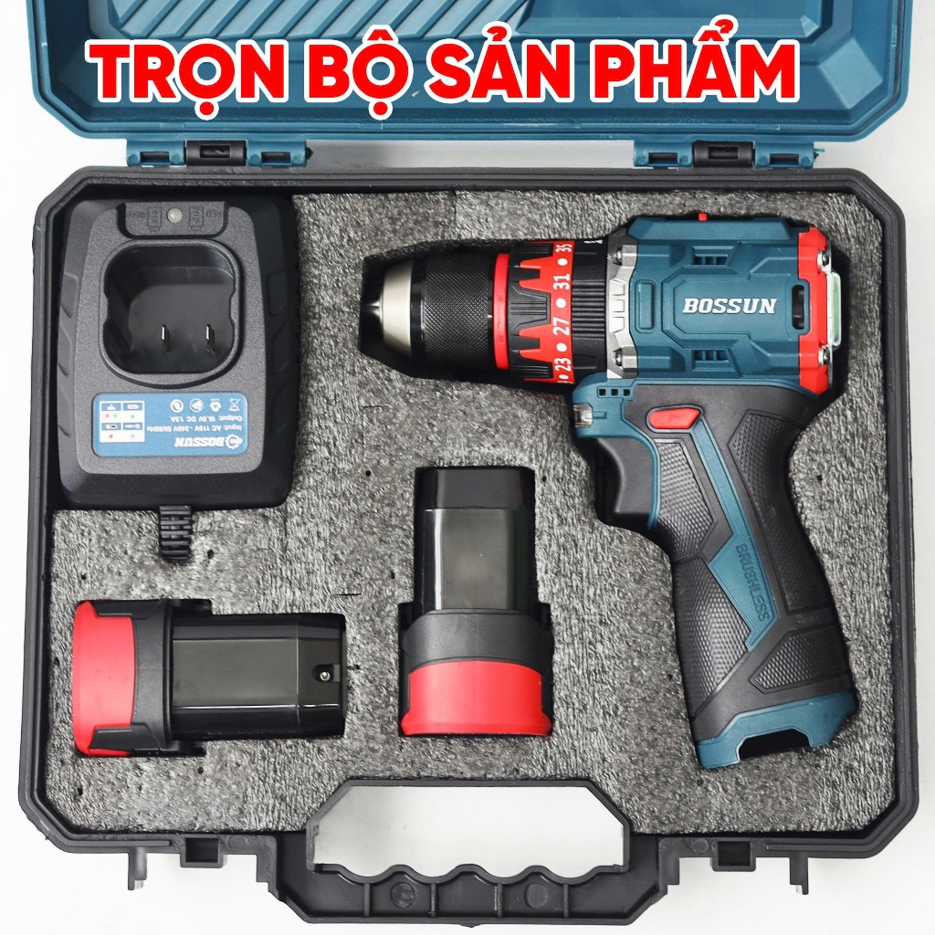 Máy khoan pin Boshun M16B-ID1610BL 3 chức năng dầu 13mm, 65Nm động cơ không chổi than, khoan tường, gỗ, sắt, bắn vít