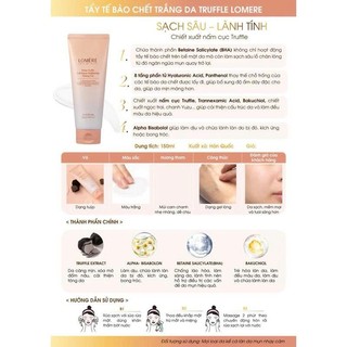 Tẩy Tế Bào Chết Lomer Prime Trufle Brightening Peeling 150ml – Gel Tẩy Da Chết Sạch Sâu, Trắng Da Cao Cấp