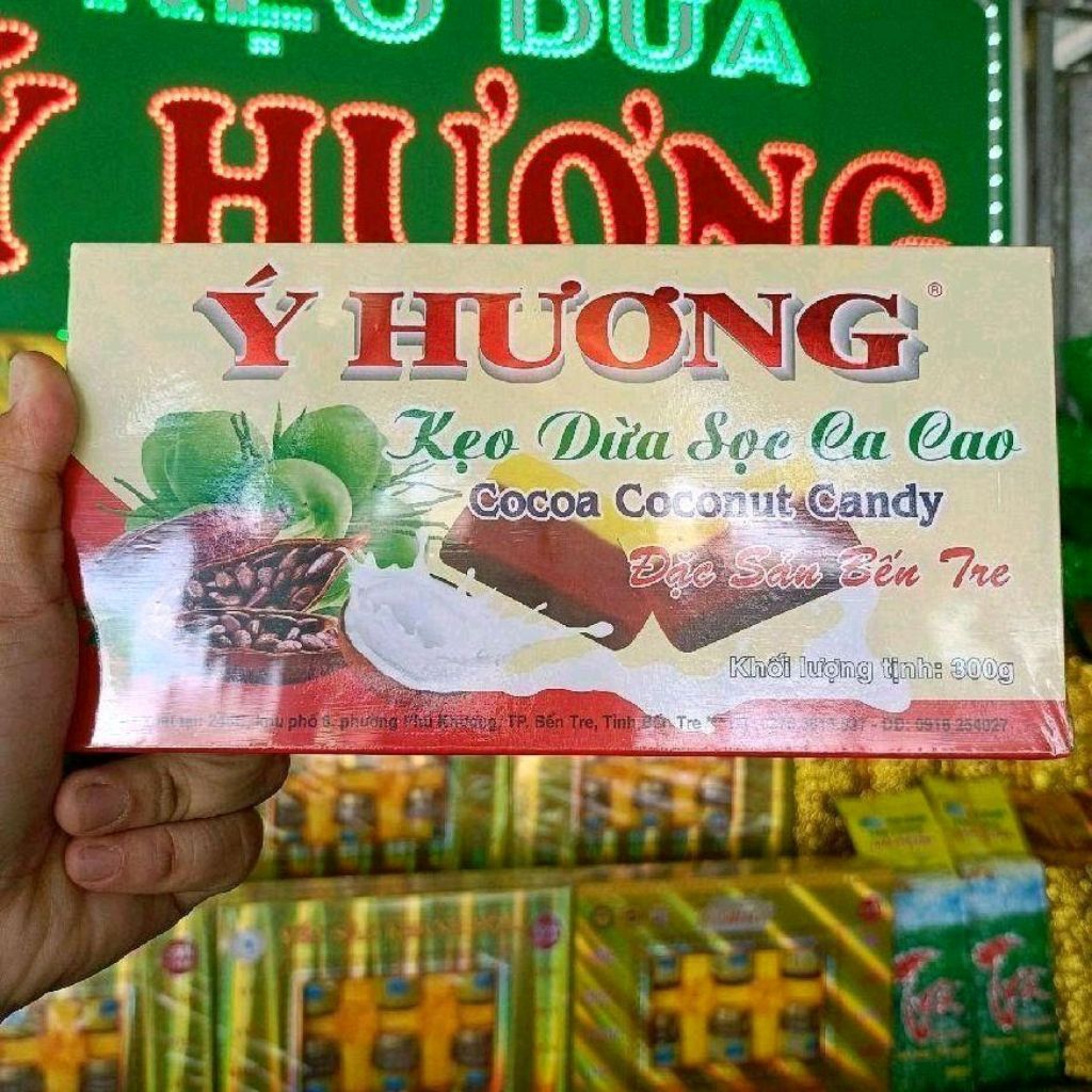 ( ít ngọt )    Combo 5 gói kẹo dừa 5 vị Ý Hương   (  300g ) -- đặc sản Bến Tre ( kẹo gói tay, gói giấy ..)