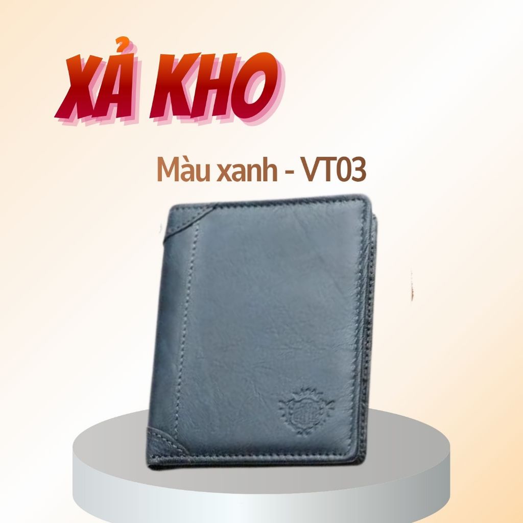Ví Nam Đứng Da Bò Thật VT03, Bóp Tiền Nam Dáng Đứng Cao Cấp, Có Khóa Kéo, Nhỏ Gọn, Làm Quà Tặng