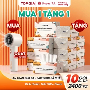Quạt cầm tay mini TopGia tặng 10 gói giấy ăn đa sắc 4 lớp dày dai thâm hút tốt