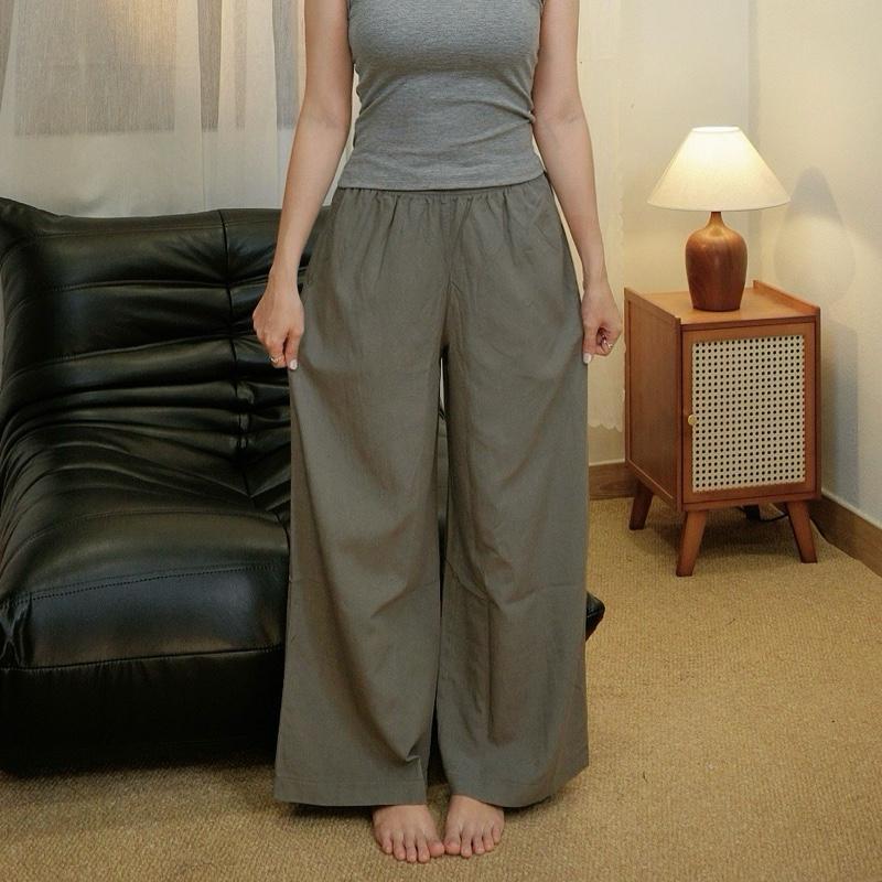 [Q16] QUẦN DÀI FORM SUÔNG RỘNG VẢI LINEN PHA BI.POSILÁ MỀM MỊN NHẸ NHÀNG VÀ MÁT MẺ Size S/M/L