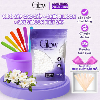 Combo 100Gr Sáp Cao Cấp Siêu Bám Lông Glow + Chén Silicon Nấu Sáp + Que Silicon Phết Sáp CHE TÊN