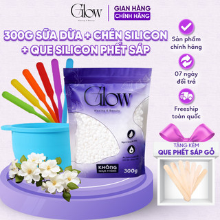 Combo 300Gr Sáp Dừa Cao Cấp GLOW WAXING + Chén Silicon Nấu Sáp + Que Silicon Phết Sáp CHE TÊN
