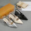 IKUNKA Giày Cao Gót Nữ Mũi Nhọn, Sandal Quai Hậu Slingback, Bít Mũi Hở Gót, Gót Vuông