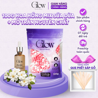 Combo 100Gr Sáp Hoa Hồng Mix Sữa Dừa Premier GLOW WAXING + Mỡ Trăn Nguyên Chất 10ml Tặng Que
