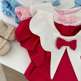 Áo hè trẻ em, Áo cổ cách điệu phối nơ bé gái nhiều màu 9-26kg A581 Tiểu Yến KID