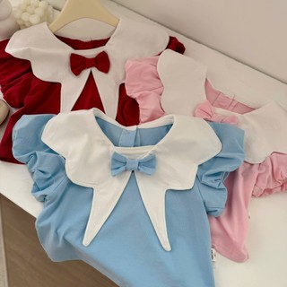 Áo hè trẻ em, Áo cổ cách điệu phối nơ bé gái nhiều màu 9-26kg A581 Tiểu Yến KID