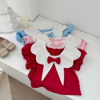 Áo hè trẻ em, Áo cổ cách điệu phối nơ bé gái nhiều màu 9-26kg A581 Tiểu Yến KID