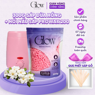 Combo 300gr Sáp Hồng Dừa Premier + Nồi Nấu Sáp ProWax 200 Chống Dính Mini GLOW WAXING CHE TÊN - 1013