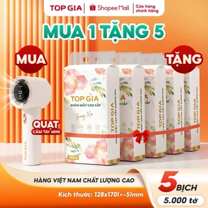 Mua quạt cầm tay mini TopGia tặng 5bịch giấy rút đáy sương mai 5000 tờ 4 lớp đanh dai mềm mịn
