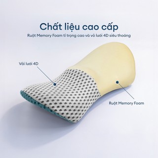 Gối Tựa Lưng NIN SpineCare 46x23cm Công Thái Học Memory Foam Giảm Đau Lưng