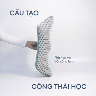 Gối Tựa Lưng NIN SpineCare 46x23cm Công Thái Học Memory Foam Giảm Đau Lưng