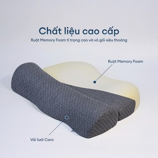 Gối Vai Gáy NIN ShoulderCare 50x30cm Memory Foam Công Thái Học Giảm Đau Cổ