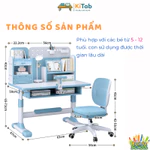 [KÈM GHẾ] Bộ bàn học sinh KiTab E66- Chân bàn chắc, Nâng hạ chiều cao, Giá sách, Kèm ghế chống gù cho bé Size 80cm — ảnh 2