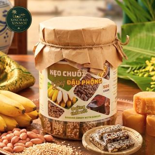 [25.06] Kẹo Chuối Tươi Gừng Đậu Phộng Cốt Dừa HELLO TROPICAL | Đặc Sản Trà Vinh, Dẻo Thơm (Hũ 500g)