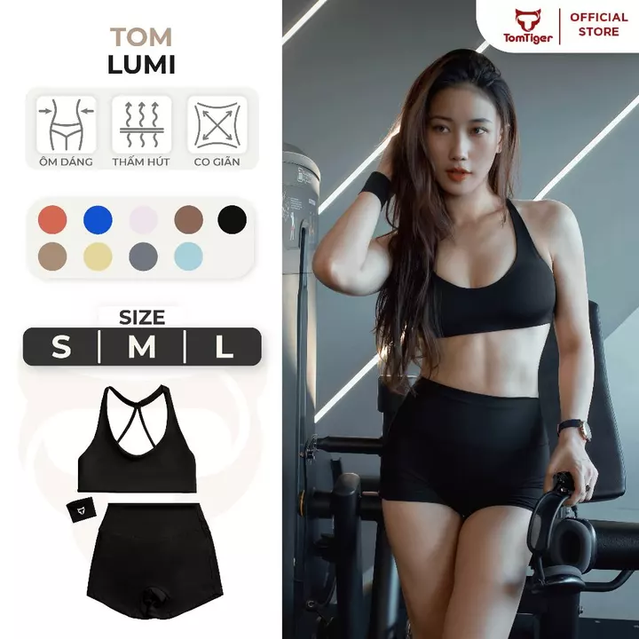 Bộ đồ thể thao nữ LUMI TOMTIGER, Set đồ Gym nữ, Đồ tập Yoga cao cấp, nâng ngực, co giãn 4 chiều