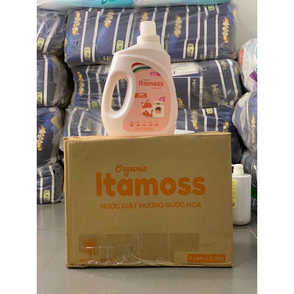 [XẢ HÀNG] Nước giặt xả 2in1 ITAMOSS thảo mộc hương nước hoa lưu hương lâu – 4 can/Thùng 12.8kg – Date tháng 04-2027