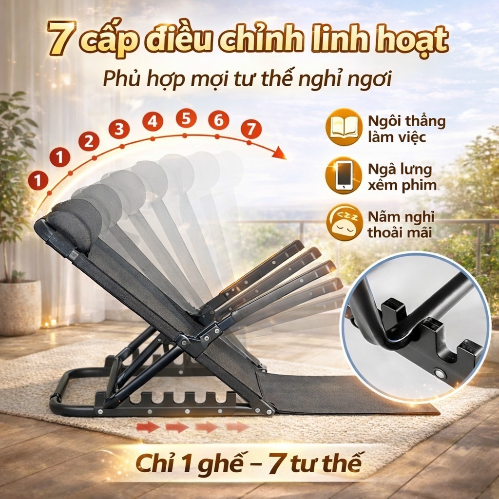 Ghế tựa lưng trên giường ký túc xá, ghế lười sofa người già, đệm bệ cửa sổ, ghế bệt tatami