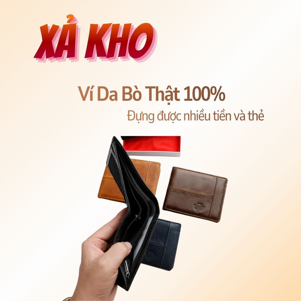 Ví Da Nam Da Thật VT01, Bóp Tiền Nam Dáng Ngang Cao Cấp Chính Hãng,Nhiều Ngăn Đựng Tiền, Có Khóa Kéo