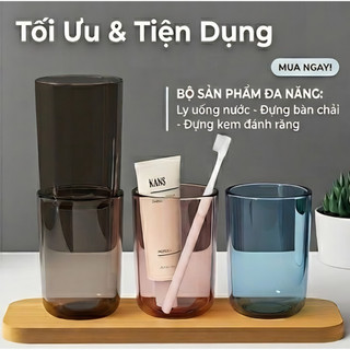 [Mới] Combo 4 Cốc Súc Miệng Nhựa Trong Suốt 4 Màu Vàng, Xanh, Hồng, Xám Ly Nhà Tắm Cao Cấp Dễ Vệ Sinh