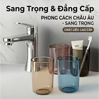 [Mới] Combo 4 Cốc Súc Miệng Nhựa Trong Suốt 4 Màu Vàng, Xanh, Hồng, Xám Ly Nhà Tắm Cao Cấp Dễ Vệ Sinh