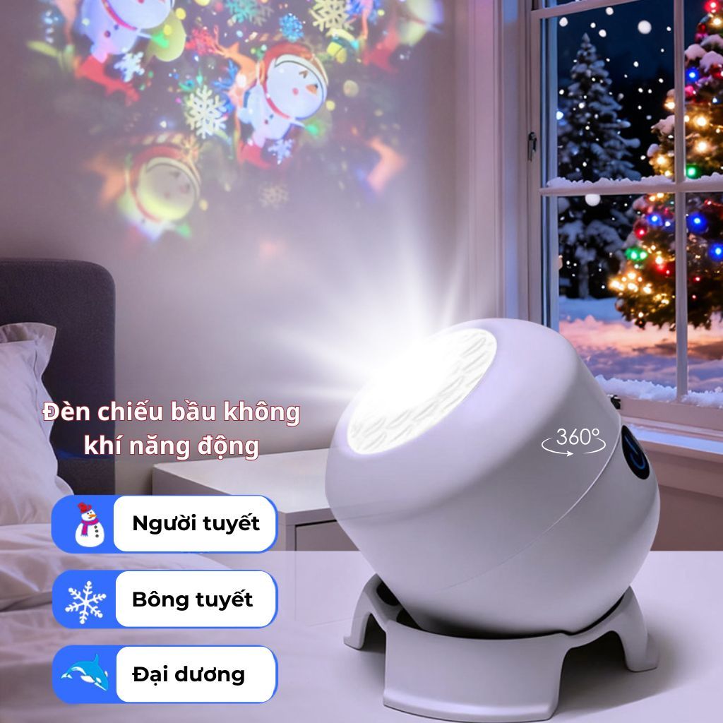 Đèn chiếu 3d tạo hiệu ứng động độ nét cao, Đèn Led xoay tự động 360 độ đầy màu sắc chiếu bông tuyết, đại dương huyền ảo.