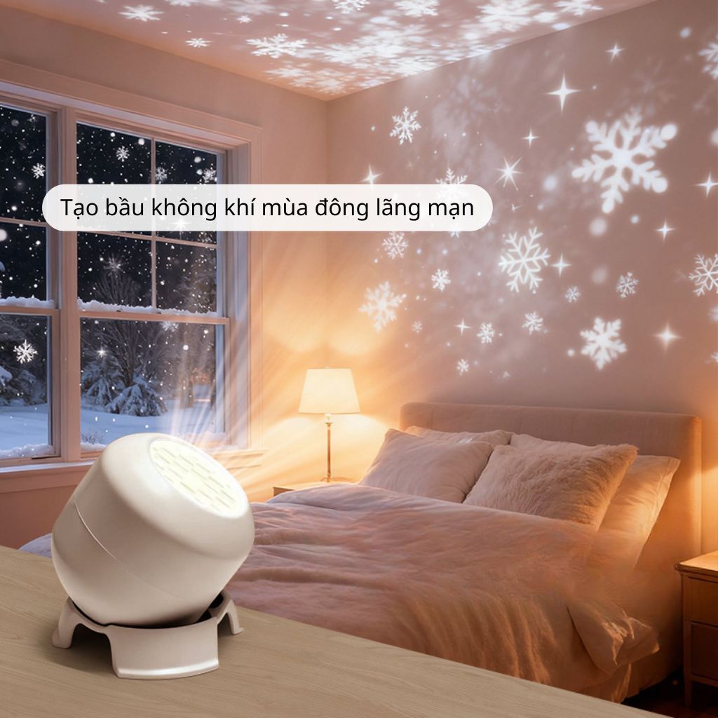 Đèn chiếu 3d tạo hiệu ứng động độ nét cao, Đèn Led xoay tự động 360 độ đầy màu sắc chiếu bông tuyết, đại dương huyền ảo.