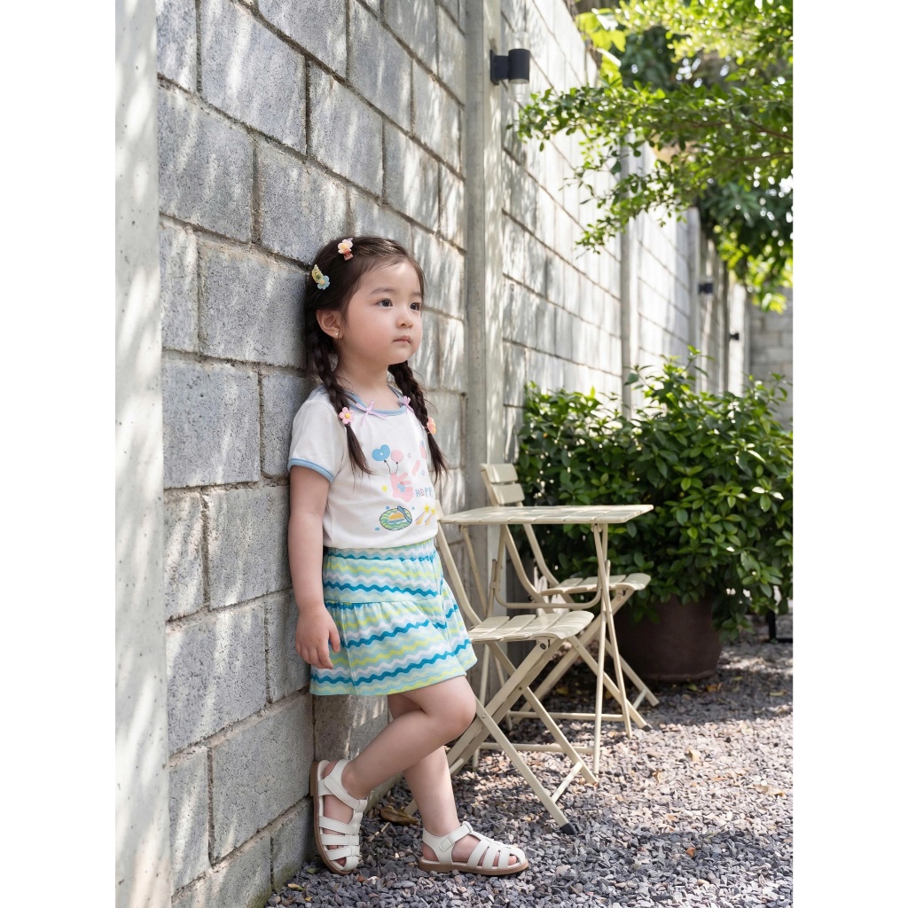 Set bộ cộc tay bé gái Miniumbaby in thỏ bánh mix 2 dây điệu đà phối quần váy, chất cotton mềm SB2475