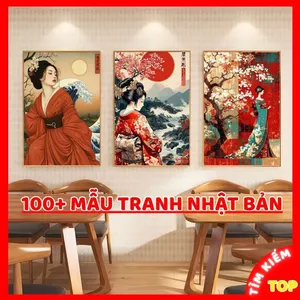 Tranh Canvas Cô Gái Geisha Phong Cảnh Nhật Bản Treo Tường Cao Cấp - Tranh Decor Nhà Hàng Nhật, Phòng Khách Cao Cấp