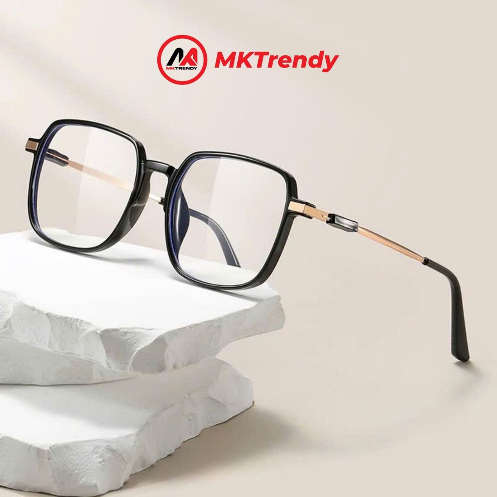 Kính đổi màu gọng vuông MKTRENDY gọng kim loại mảnh nhẹ chống tia UV chống ánh sáng xanh thời trang nam nữ X14