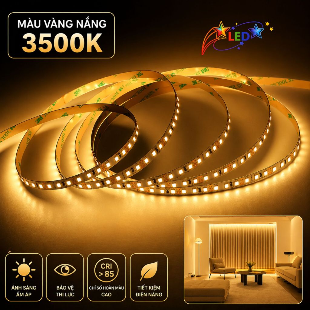 Cuộn LED 5m 12V 120 Mắt Chip LED Có Sẵn Keo Dán Siêu Sáng Cho Trang Trí Nội Thất