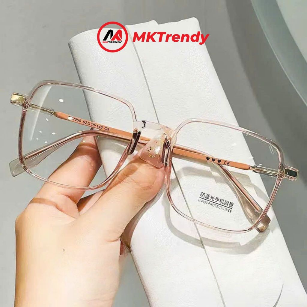 Kính đổi màu gọng vuông MKTRENDY gọng kim loại chống tia UV chống ánh sáng xanh thời trang nam nữ X14