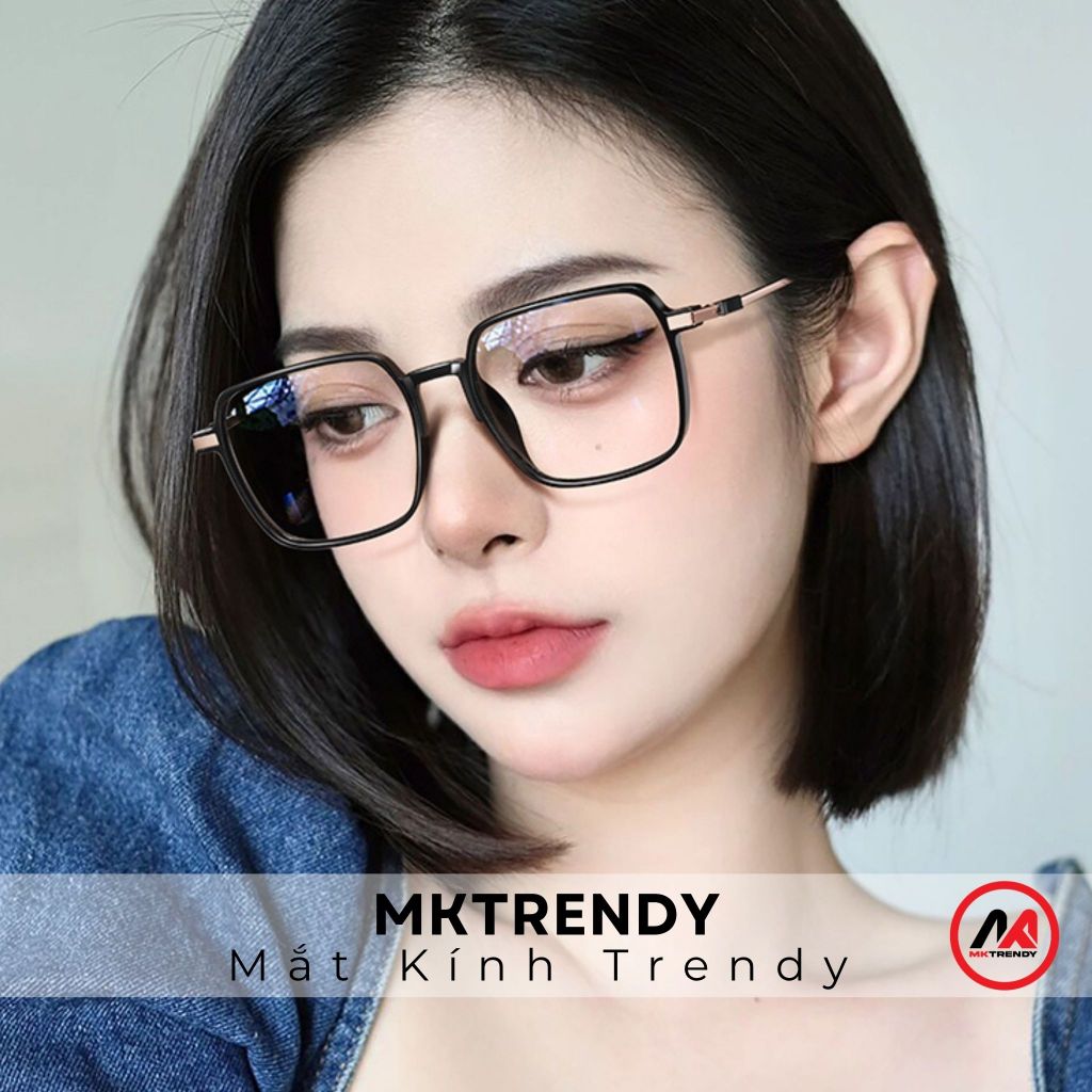 Kính đổi màu gọng vuông MKTRENDY gọng kim loại chống tia UV chống ánh sáng xanh thời trang nam nữ X14