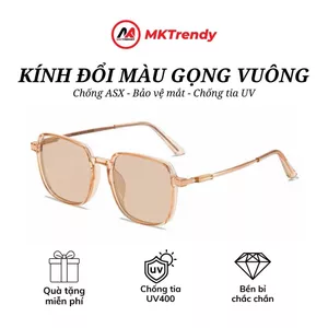 Kính đổi màu gọng vuông MKTRENDY gọng kim loại chống tia UV chống ánh sáng xanh thời trang nam nữ X14