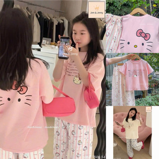 SET ÁO HELLO KITTY HỒNG / XANH PHỐI QUẦN ĐŨI SIÊU CƯNG CHO BÉ 7-12Y | AnhMy Baby