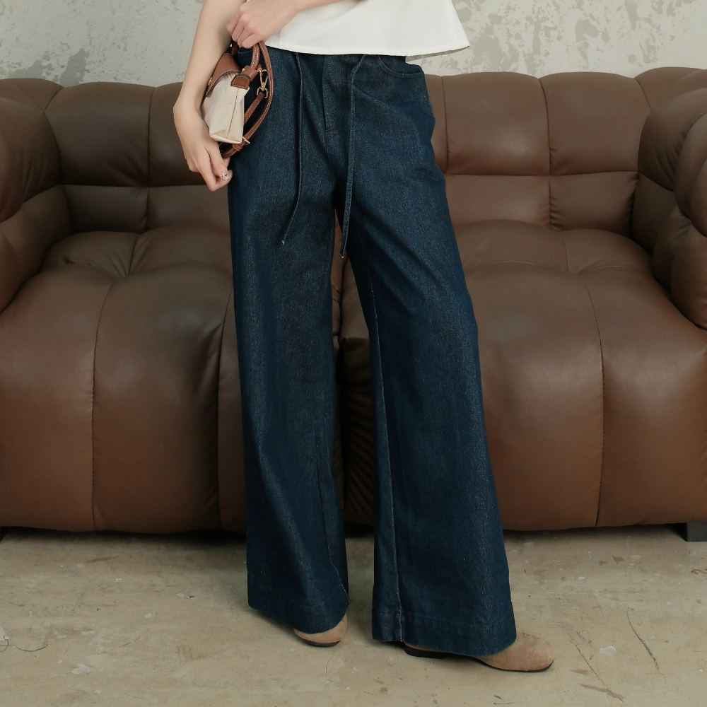 Quần Jeans dài nữ Form rộng Keisa Miều Est.2013 cột dây trước phong cách