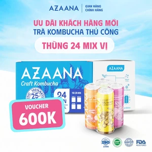 Thùng 24 lon trà AZAANA KOMBUCHA mix vị (330ml/lon) Nước Trà lên men tự nhiên