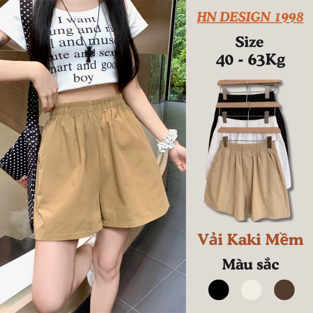 Combo 2 Quần Short Kaki Mềm Có Túi Trên Gối Trẻ Trung Phong Cách Thời Trang Nữ HN DESIGN TT