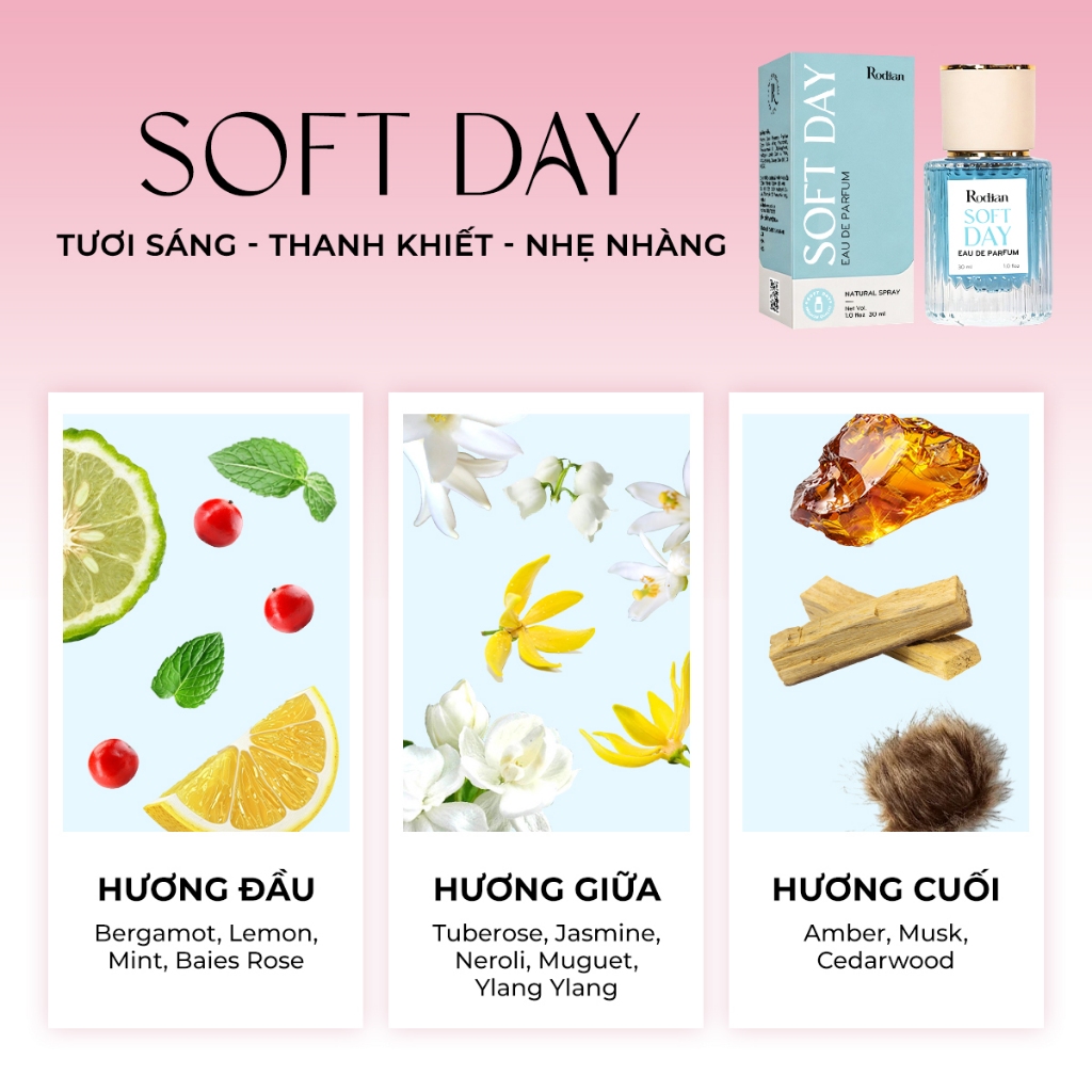 Nước Hoa Nữ Rodian Soft Day 10ml, Lưu Hương Đến 8h