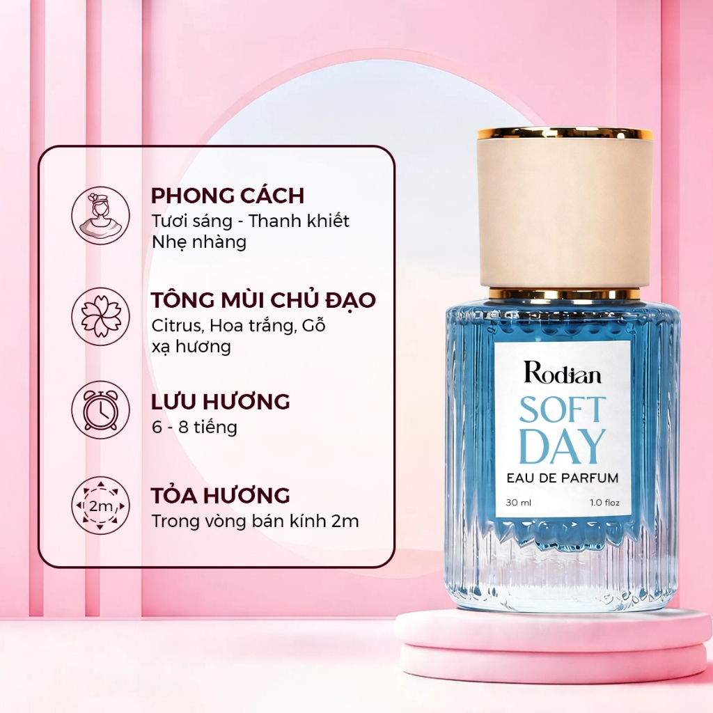 Nước Hoa Nữ Rodian Soft Day 10ml, Lưu Hương Đến 8h