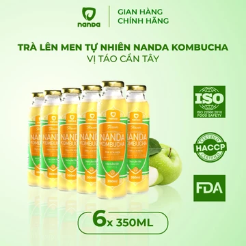 Thùng 6 chai Trà lên men tự nhiên Nanda Kombucha vị Táo Cần Tây