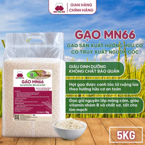 Gạo Sạch Hữu Cơ MN66 Ngon Cơm,Dẻo Vừa,Mềm Cơm,Hỗ Trợ Tiêu Hóa,Không Chất Bảo Quản,Gạo Quê(Túi 5kg)